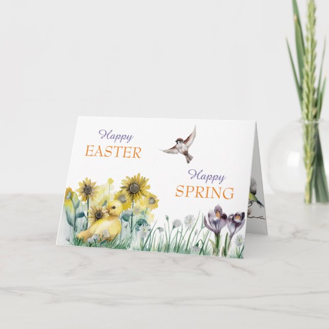 Carte de Pâques pour canard et oiseaux (Devant)