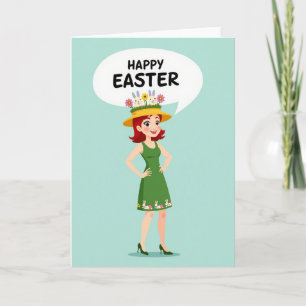 Carte de Pâques pour femme joyeux printemps