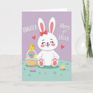 Carte de Pâques pour fille au style aquarelle