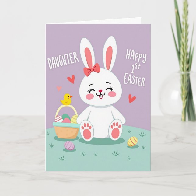 Carte de Pâques pour fille au style aquarelle (Devant)
