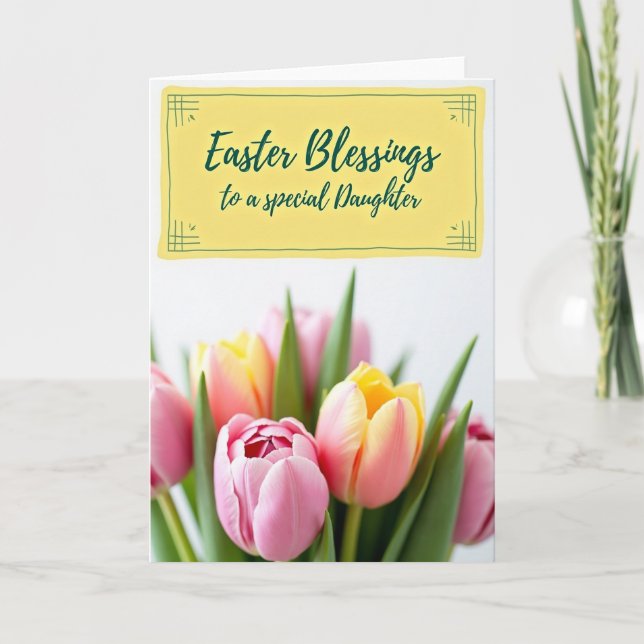 Carte de Pâques pour fille Tulipe (Devant)