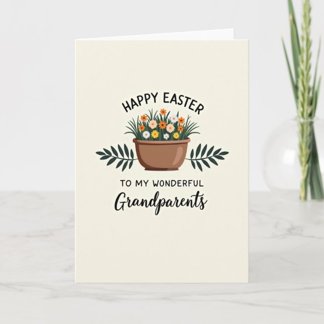 Carte de Pâques pour grands-parents à fleurs artif (Devant)