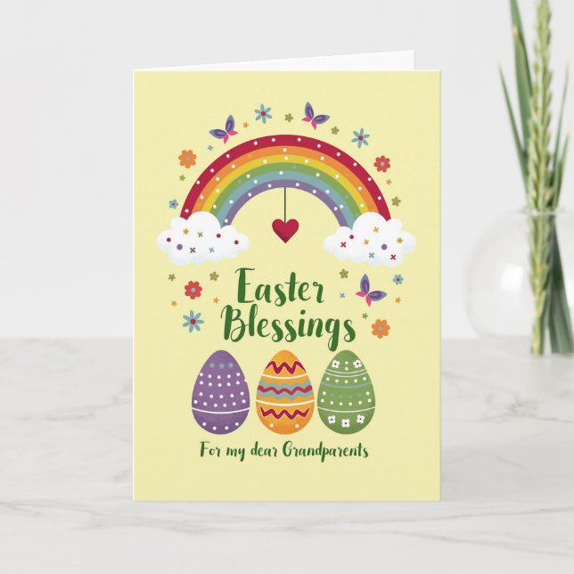 Carte de Pâques pour grands-parents arc-en-ciel (Devant)
