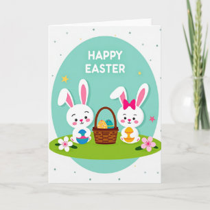 Carte de Pâques pour Lagomorphes Heureux