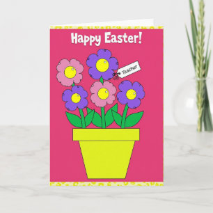 Carte de Pâques pour l'enseignant avec fleurs