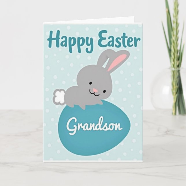 Carte de Pâques pour petit-fils lapin (Devant)