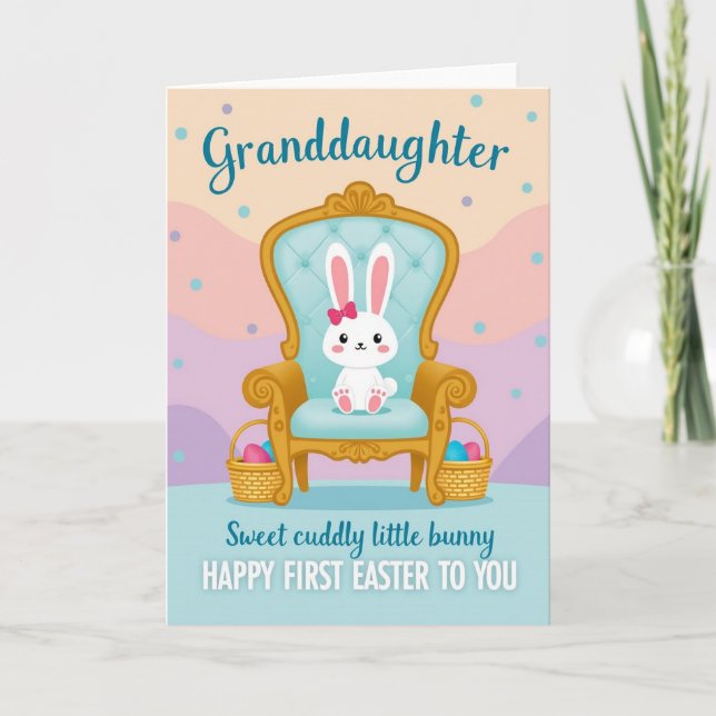 Carte de Pâques pour petite-fille lapin (Devant)