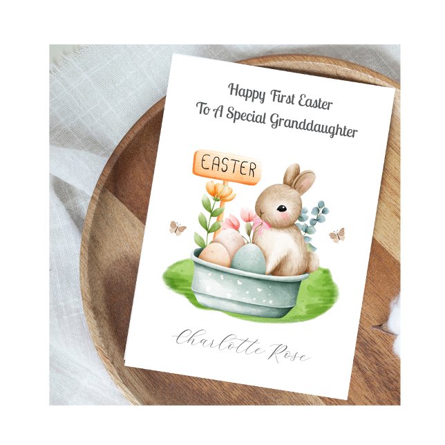Carte de Pâques pour petite-fille Lapin de Pâques (Créateur téléchargé)