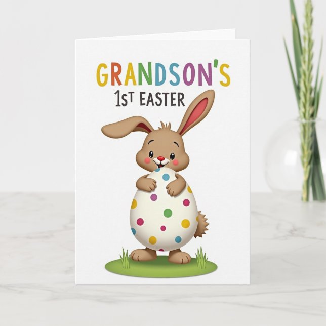 Carte de Pâques pour petits-fils Lapin (Devant)