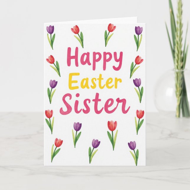 Carte de Pâques pour sœur Tulipe (Devant)