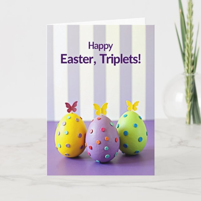 Carte de Pâques pour Triplés Joyeux (Devant)