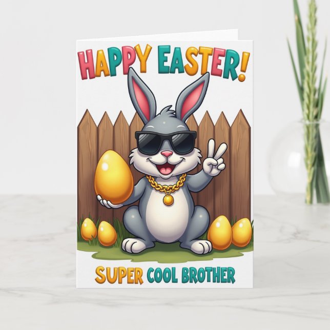 Carte de Pâques pour un frère cool Lapin de Pâques (Devant)