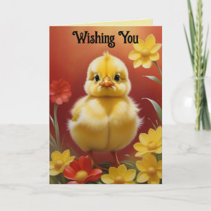 Carte de Pâques Poussin aux Fleurs