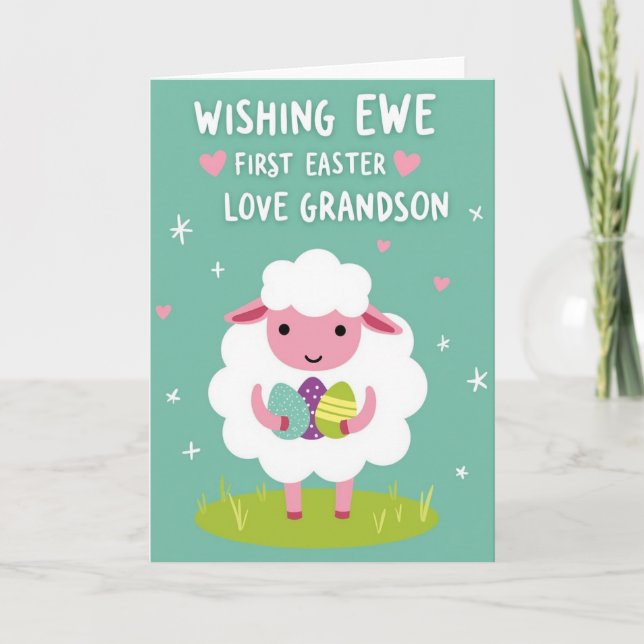 Carte de Pâques premier mouton mignon (Devant)