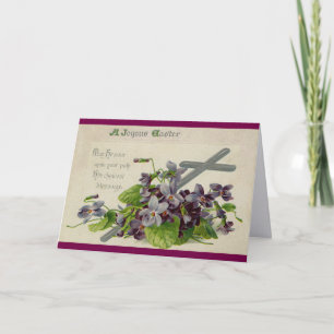 Carte de Pâques vintage avec croix et fleurs