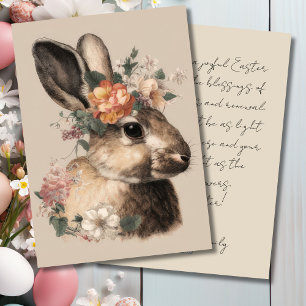 Carte de Pâques vintage avec fleurs et lapin de Pâ