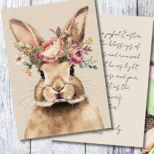 Carte de Pâques vintage avec fleurs et lapin de Pâ