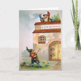Carte de Pâques Vintage Gnomes aux œufs