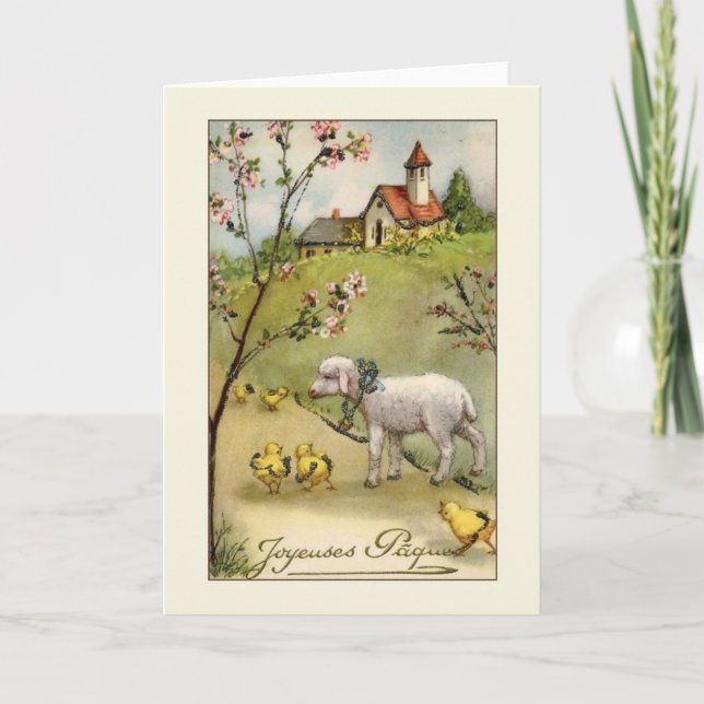 Carte de Pâques vintage Joyeuses Pâques (Devant)