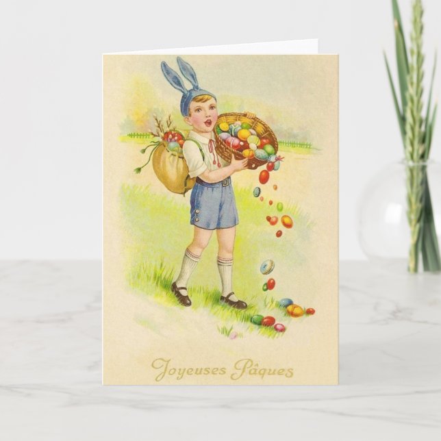 Carte de Pâques vintage Joyeuses Pâques (Devant)