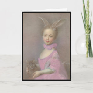 Carte de Pâques vintage mignonne fille avec des or