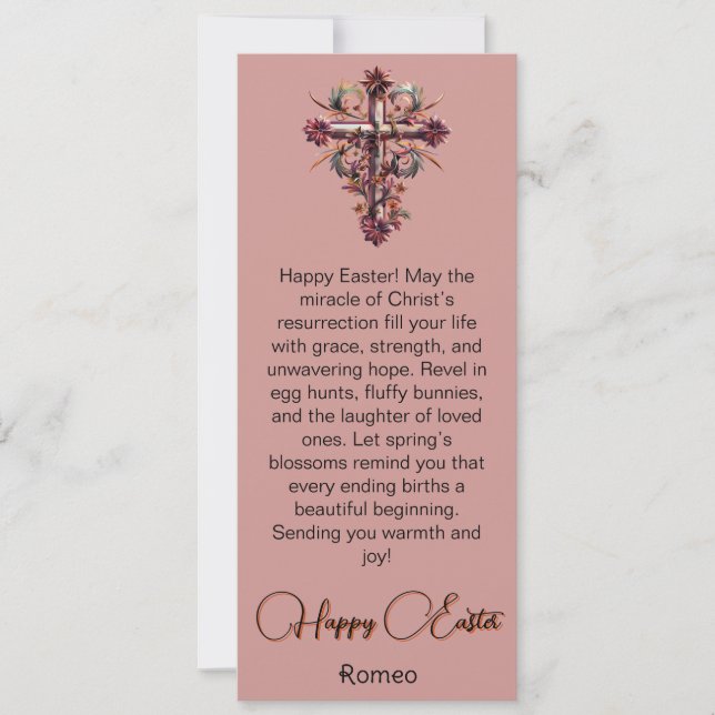 Carte de Pâques violet Floral Cross (Devant)