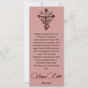 Carte de Pâques violet Floral Cross