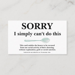 Carte de pardon avec cuillère pour cuillères