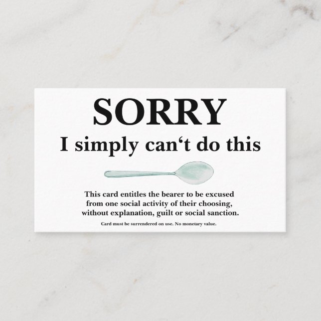 Carte de pardon avec cuillère pour cuillères (Devant)