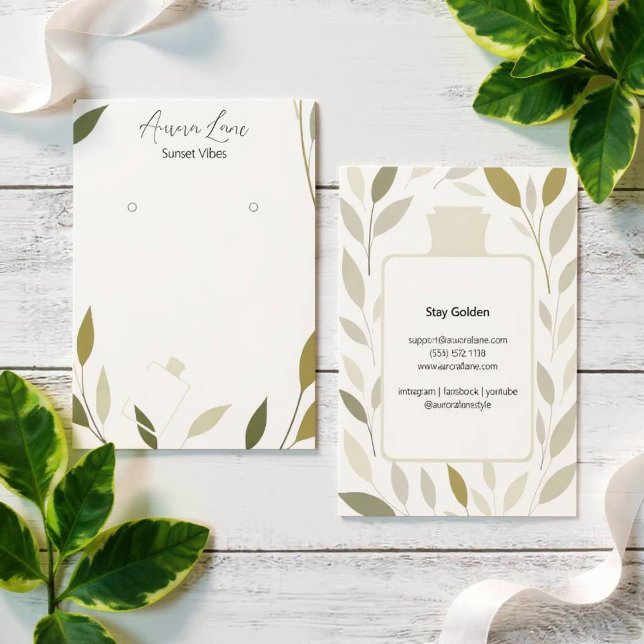 Carte de parfum à impression de feuillage neutre é (Perfume Foliage Print)