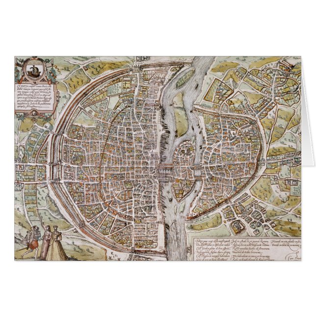 CARTE DE PARIS, 1581 (Devant horizontal)