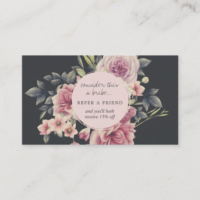 Carte de parrainage à logo floral foncé (Devant)
