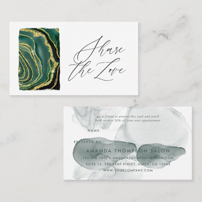 Carte De Parrainage Agate Turquoise (Devant / Derrière)