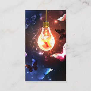 Carte De Parrainage Ampoule lumineuse avec papillons nocturnes