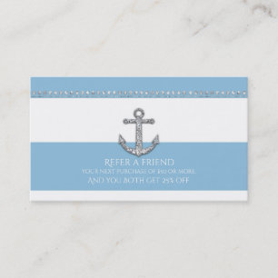 Carte De Parrainage Ancre moderne bleu et blanc diamant Parrainer un a