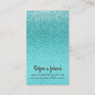 Carte De Parrainage Aqua bleu de mer pailleté scintillant glamour élég