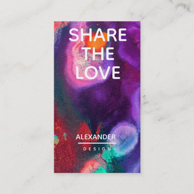 Carte De Parrainage Aquarelle Abstraite orange violet (Devant)