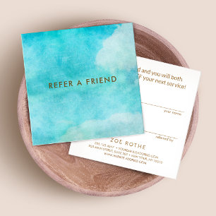 Carte De Parrainage Aquarelle artistique bleu ciel client aiguillage