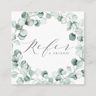 Carte De Parrainage Aquarelle Dusty Blue Eucalyptus Wreath Business