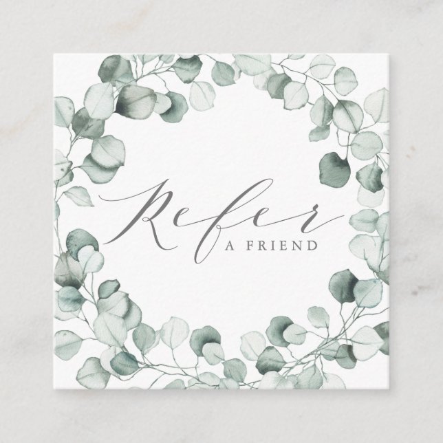 Carte De Parrainage Aquarelle Dusty Blue Eucalyptus Wreath Business (Devant)