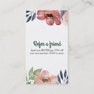 Carte De Parrainage Aquarelle Florale Moderne Élégante Référez un Ami