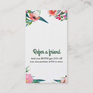Carte De Parrainage Aquarelle Florale Moderne Élégante Référez un Ami