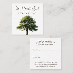 Carte De Parrainage Arbre de chêne à l'aquarelle Écriture élégante mod