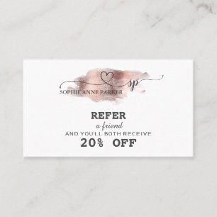 Carte De Parrainage Artiste de maquillage minimaliste Rose moderne