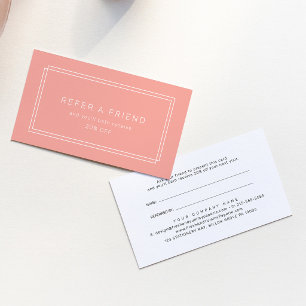Carte De Parrainage AVERY Minimal Blush Peach Corail Recommandez un am
