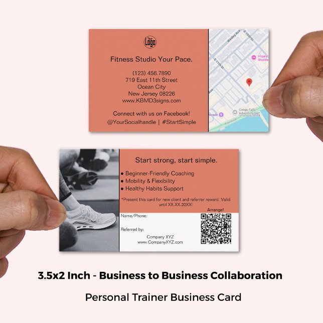 Carte De Parrainage B2B Services QR Code brûlé orange noir (3.5x2 Inch, B2B Services QR Code Burnt Orange Black Referral Card)