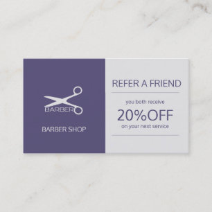 Carte De Parrainage Barber shop simple marine gris référer un ami