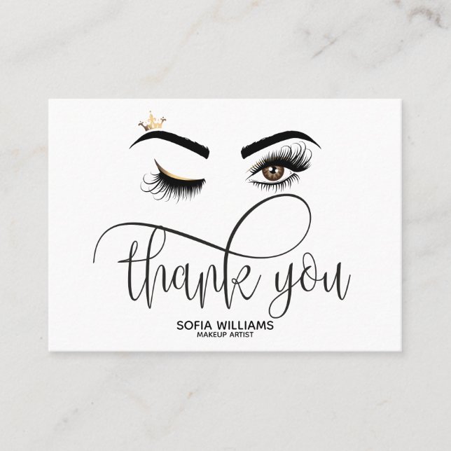 Carte De Parrainage Beau oeil Brown Wink avec Gold Crown (Devant)