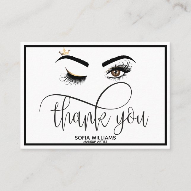 Carte De Parrainage Beau oeil Brown Wink avec Gold Crown (Devant)