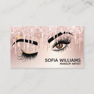 Carte De Parrainage Beau oeil Brown Wink avec maquillage Couronne or